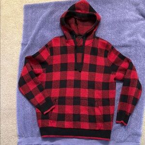 Red and Black Plaid Men's Sweater